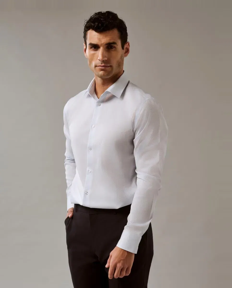 Мужская рубашка из хлопка с эластаном Slim Fit Calvin Klein, Azul Claro — фото 4