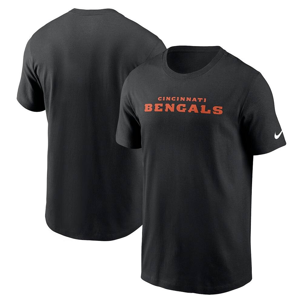 Мужская черная футболка Nike Cincinnati Bengals Primetime Wordmark Essential, цвет Bng Black — фото 2