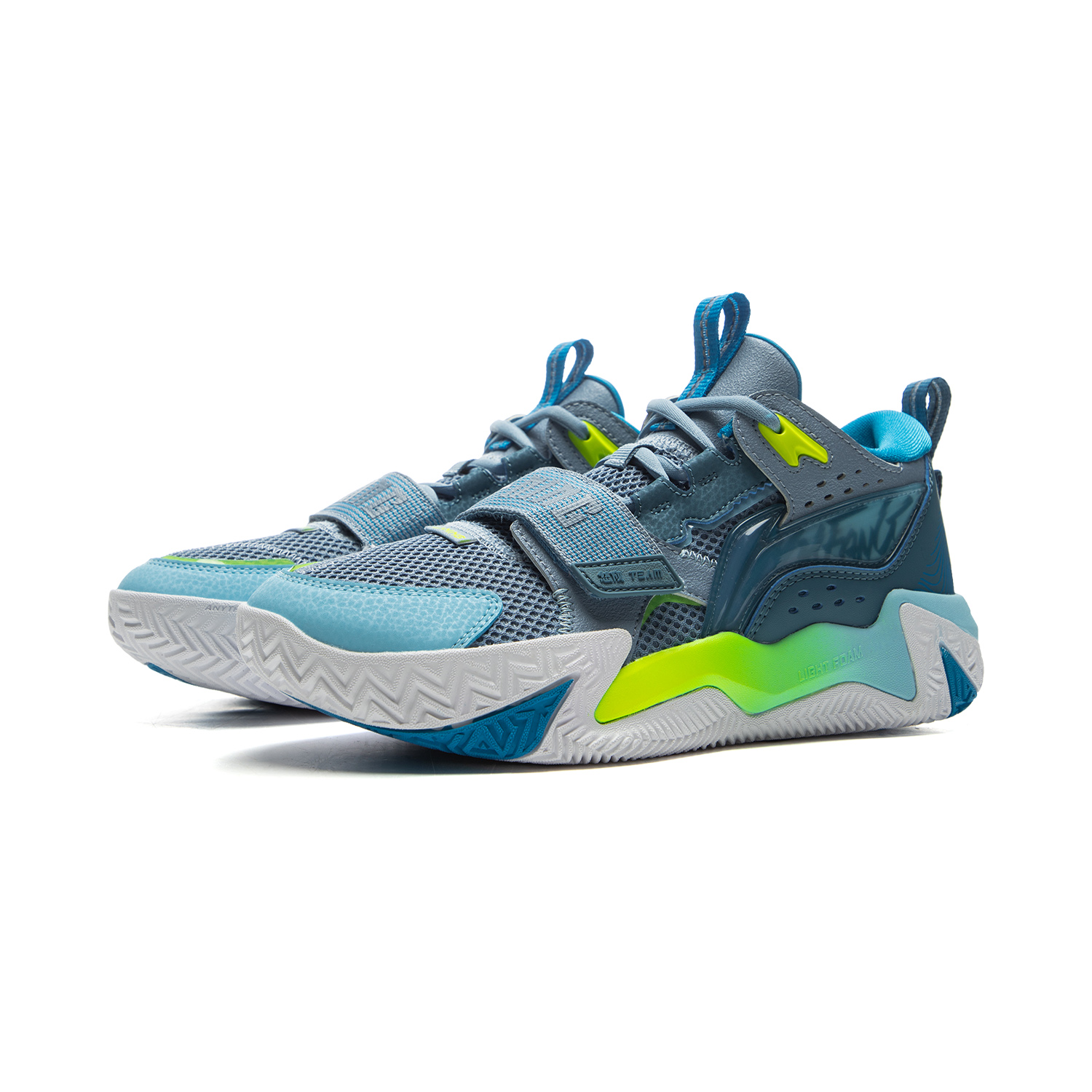 LINING YOUNG Детские баскетбольные кроссовки low-top ash gray blue/dark cyan blue/breeze blue kids — фото 4