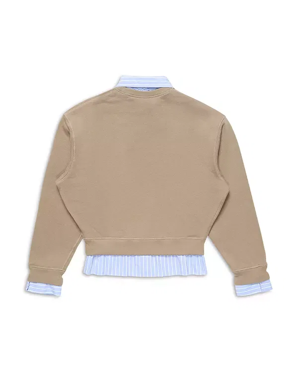 Женский свитшот с контрастным воротником Layered look sweatshirt Acne Studios, бежевый/синий — фото 2