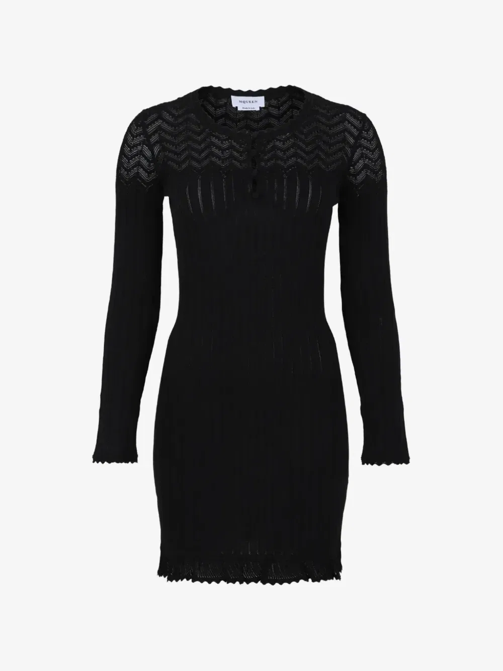 Ажурное мини-платье черного цвета Alexander McQueen, черный