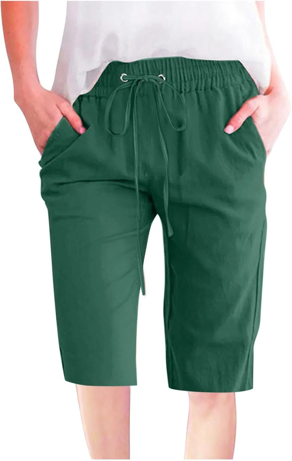 Женские широкие шорты с высокой посадкой, Army Green
