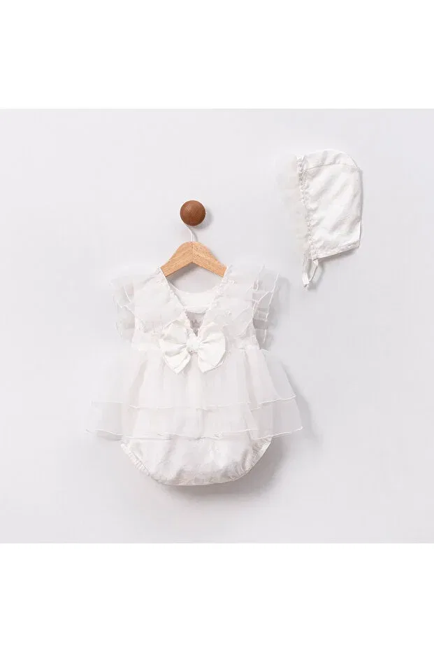 Детский комбинезон для девочек хлопковый Pure princess Ma Moi Baby For A Little Smile, Ecru — фото 2