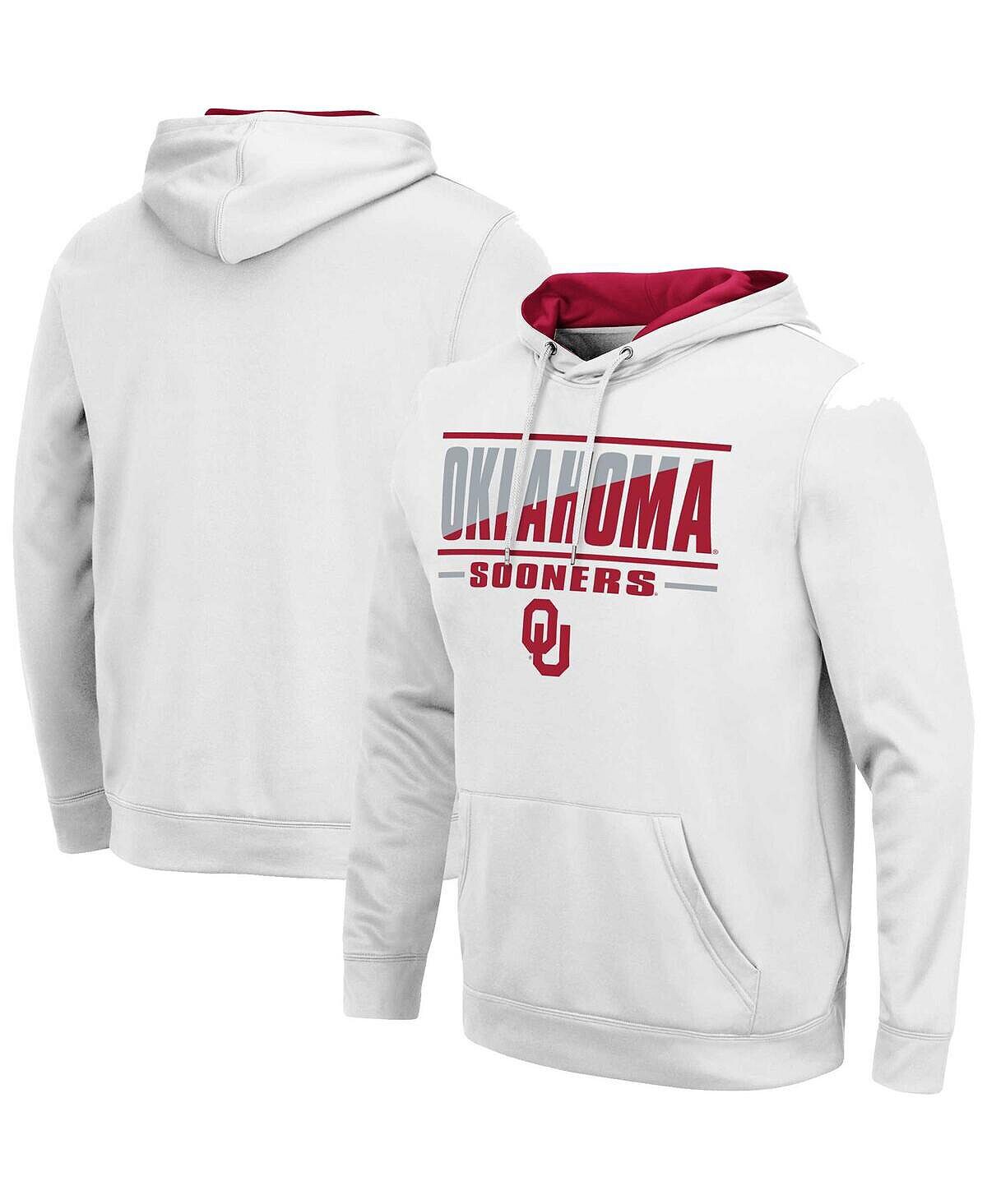 

Белая мужская толстовка с капюшоном oklahoma sooners slash stack 2.0 pullover Colosseum, белый