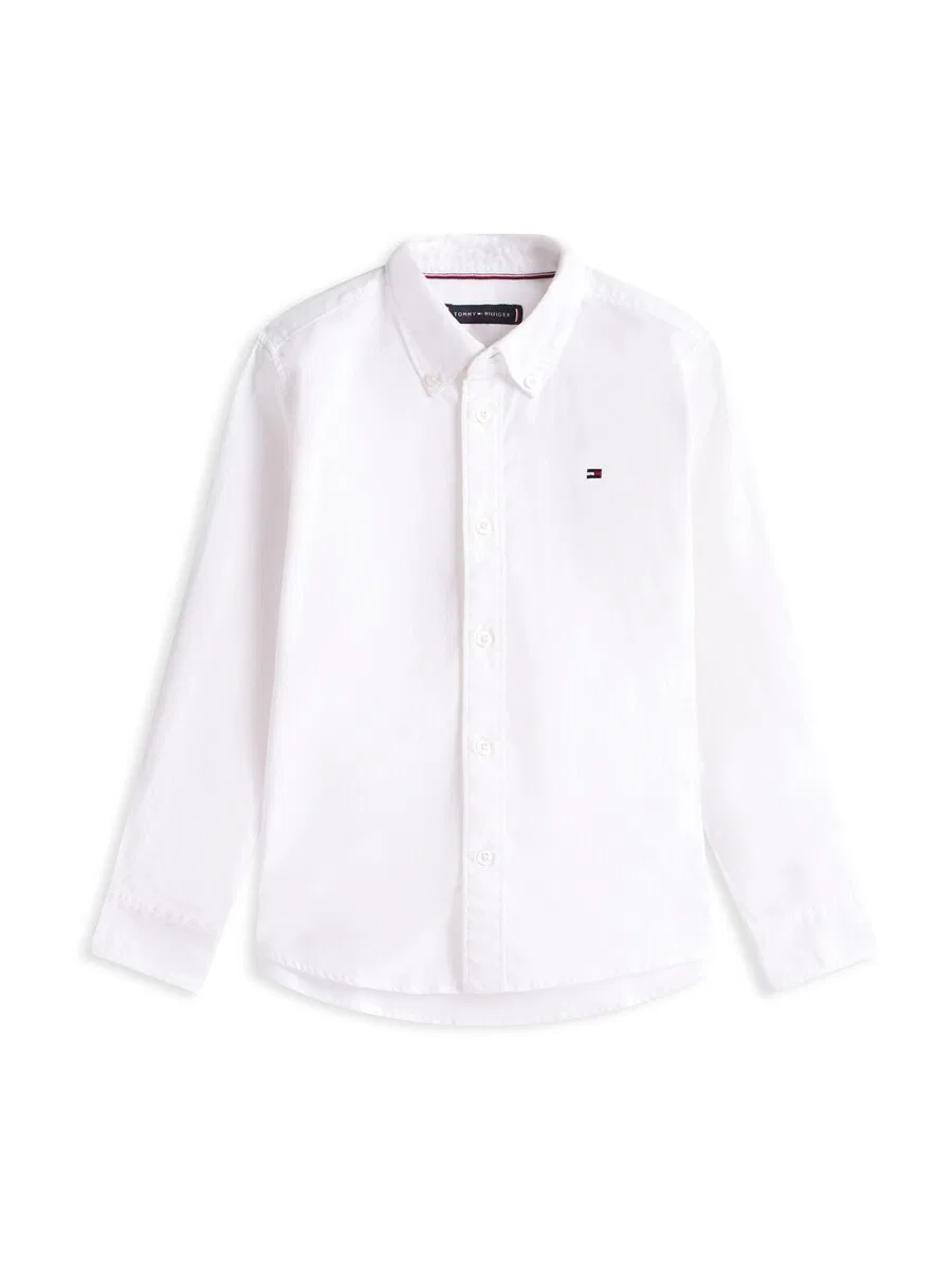 Рубашка на пуговицах TOMMY HILFIGER прямого кроя, модель 'Essential Regular Fit Button-down', белого цвета
