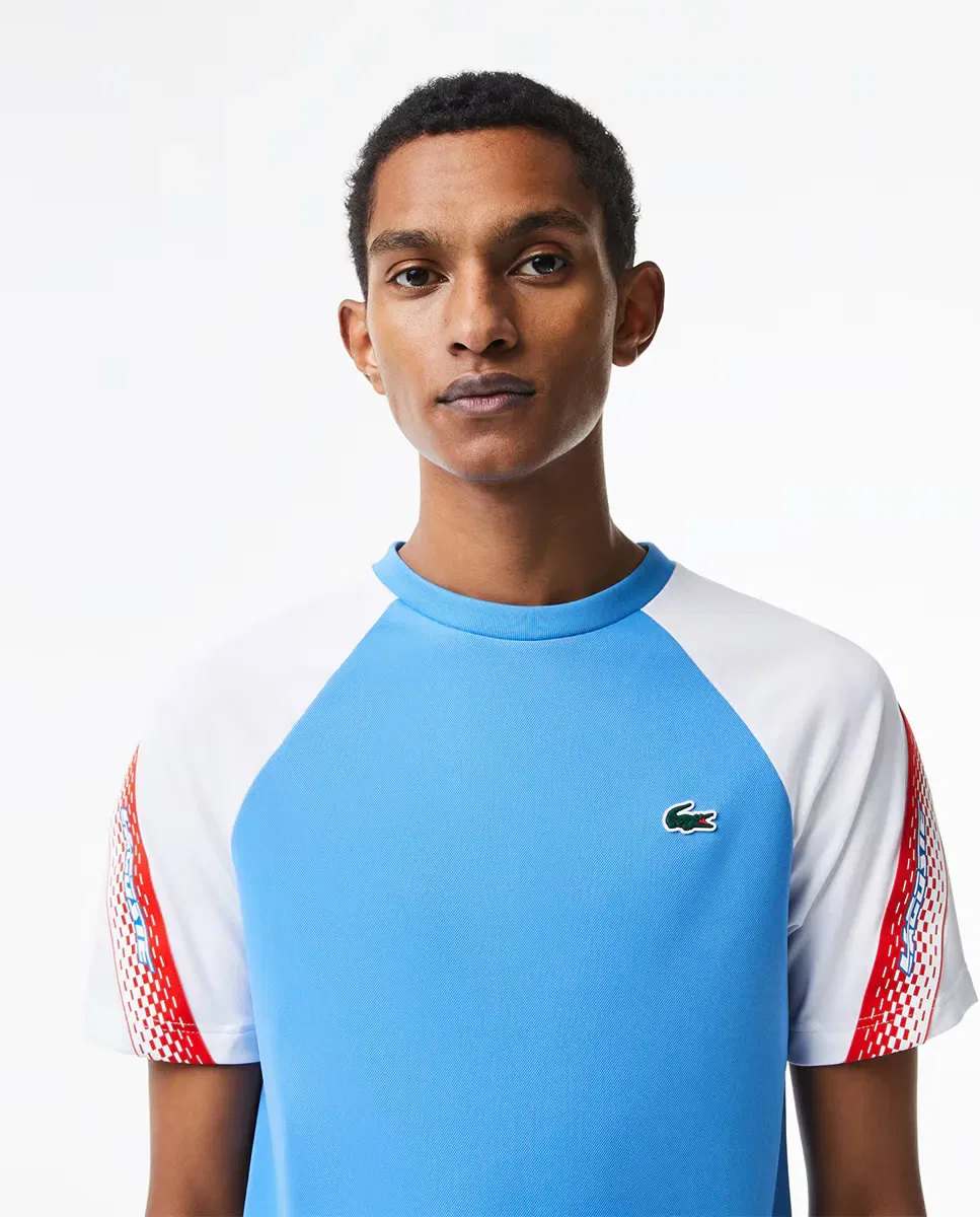 Мужская футболка Lacoste Sport с принтом, технология ultra-dry, Azul — фото 3