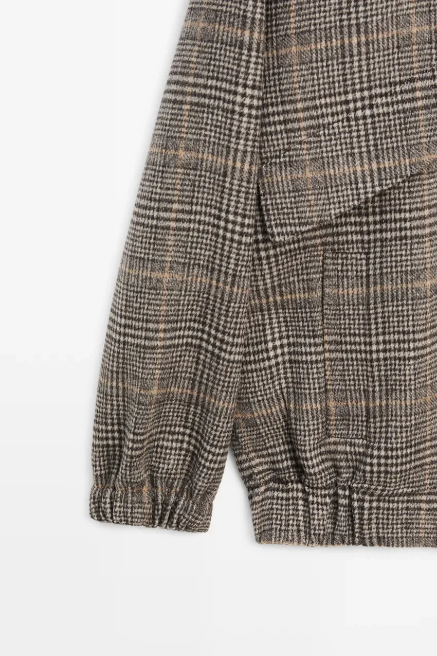 Пальто Massimo Dutti Plaid Bomber, коричневый — фото 4