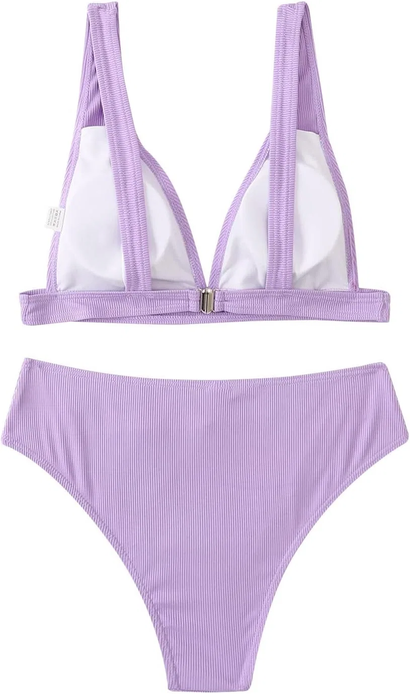 Женский раздельный купальник с высокой талией String Bikini, Purple-1 — фото 3