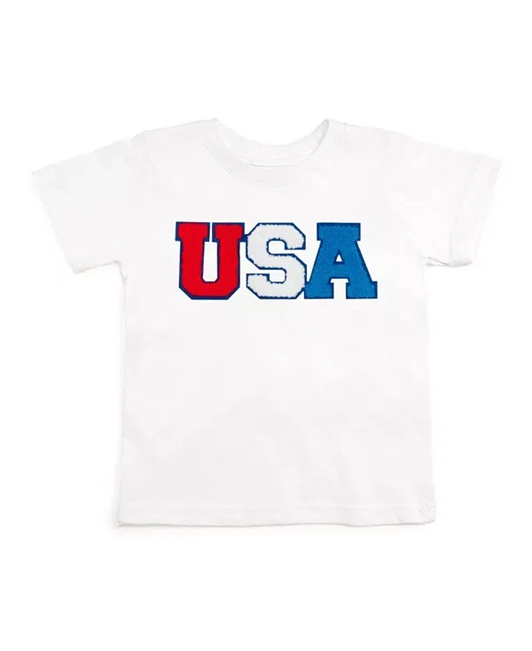 Детская футболка с принтом Unisex USA Patch Short Sleeve T-Shirt Sweet Wink, белый