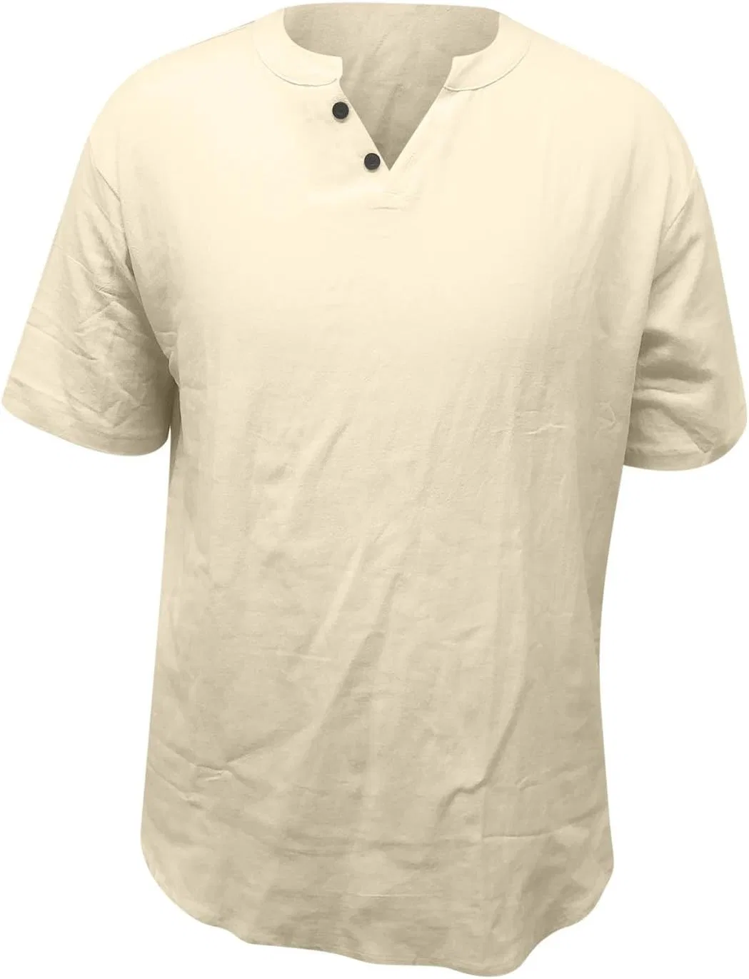 Мужская футболка с коротким рукавом из хлопка и льна, Beige — фото 3