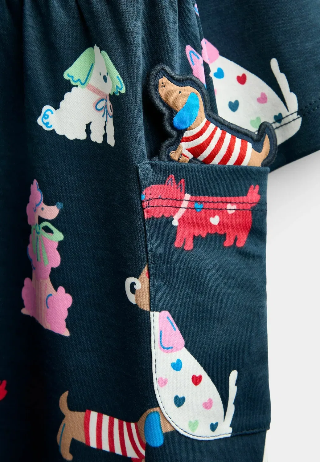 Платье с принтом и пуговицами спереди - трикотажное платье Jojo Maman Bébé, Navy Blue Dog — фото 3