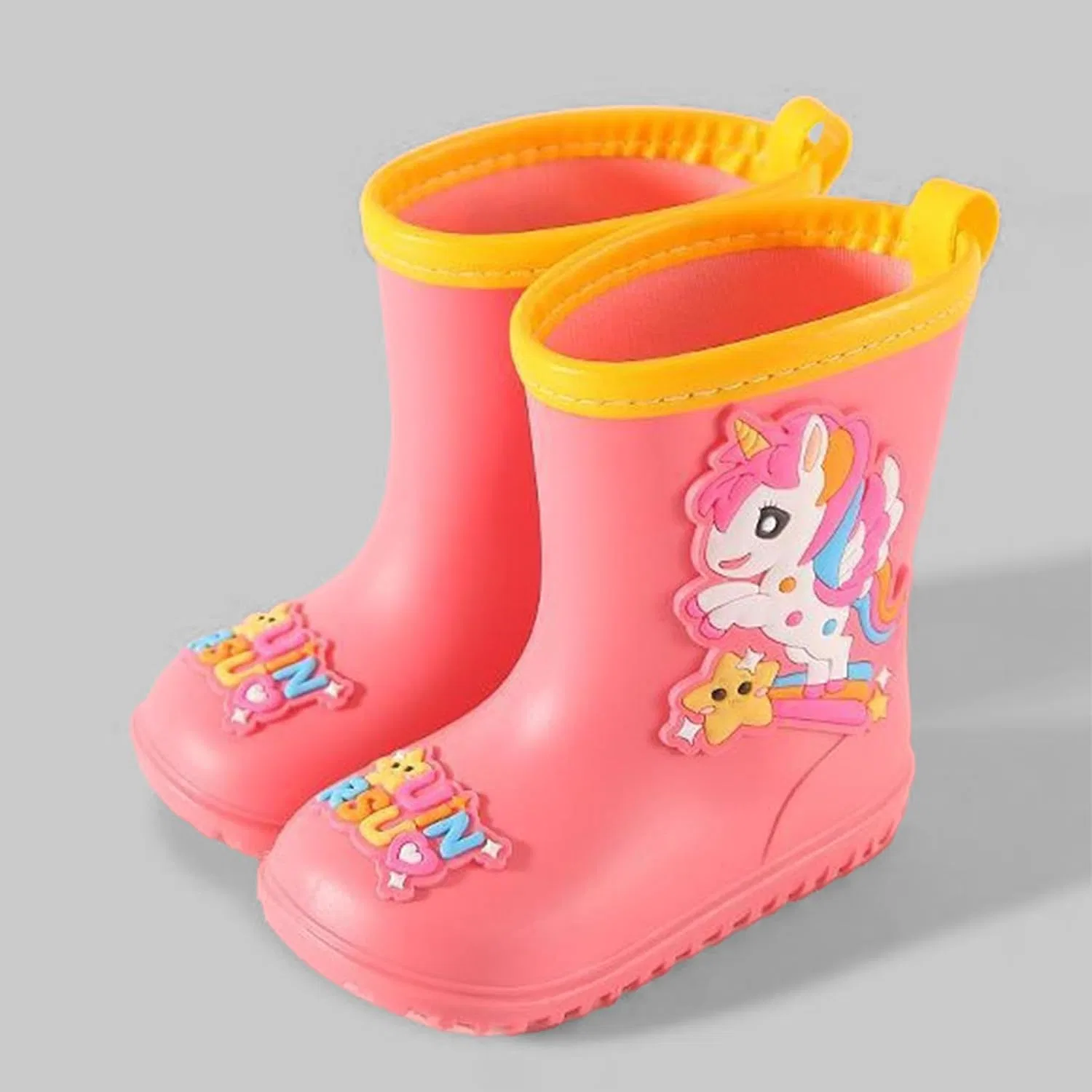 Детские сапоги резиновые с 3D-принтом для мальчиков и девочек, Hot Pink — фото 2