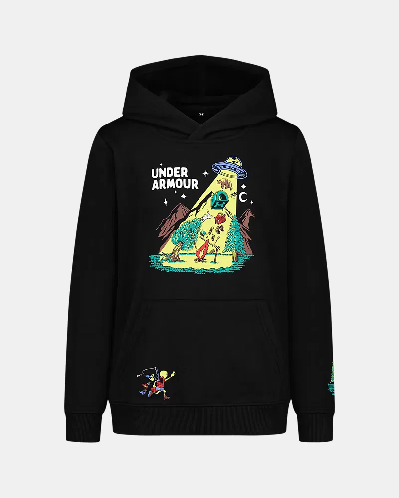 Худи для мальчиков со светящимся принтом UA Camp UFO UnderArmour, Black/White