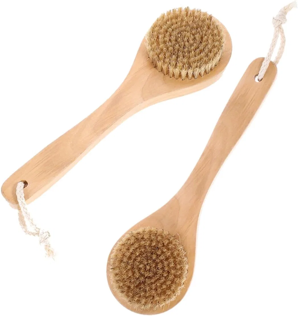 Щетка для тела с щетиной из кабана, PACKOVE, набор 2 шт, 25x8x3 см, Beige