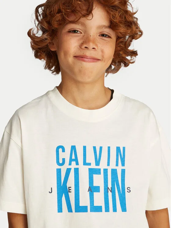 Футболка relaxed fit Bold Graphic Calvin Klein Jeans, кремовый — фото 3