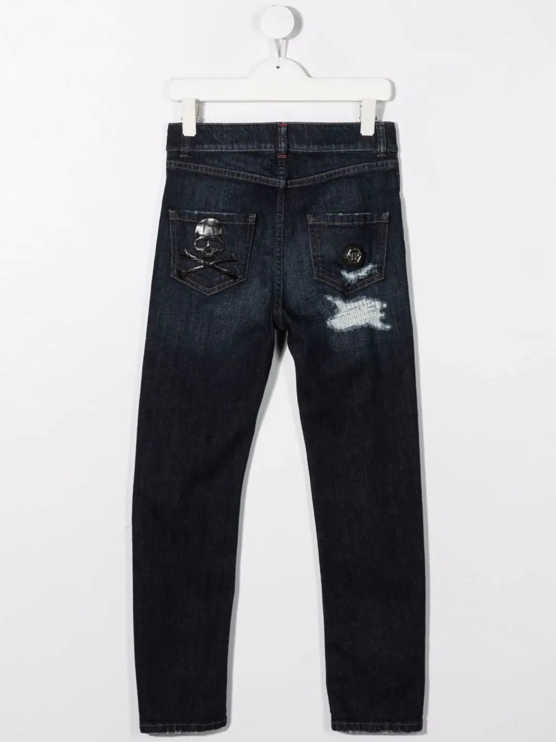 Изношенные узкие джинсы Philipp Plein, темно-синий — фото 3