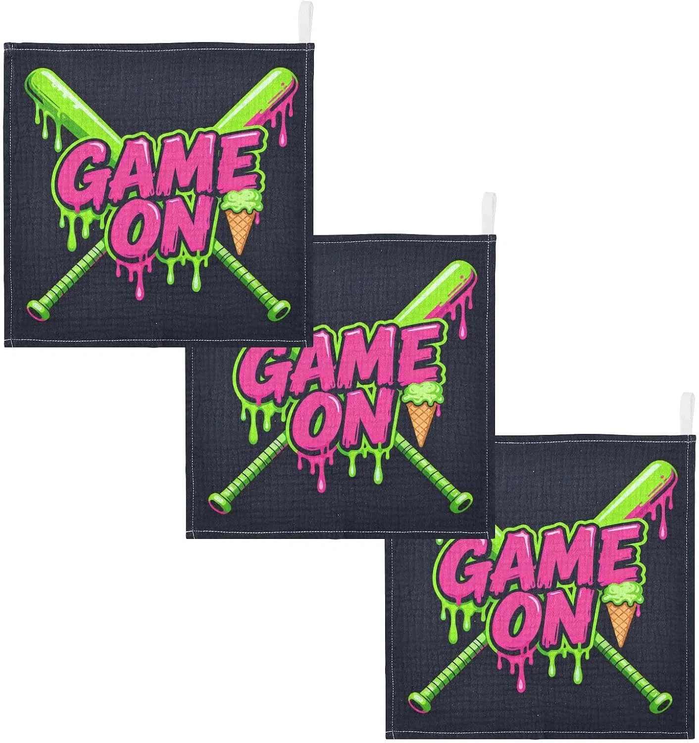 Марлевая салфетка GuoChe 5 шт, 30x30 см, Game on Baseball Bat Graffiti — фото 2