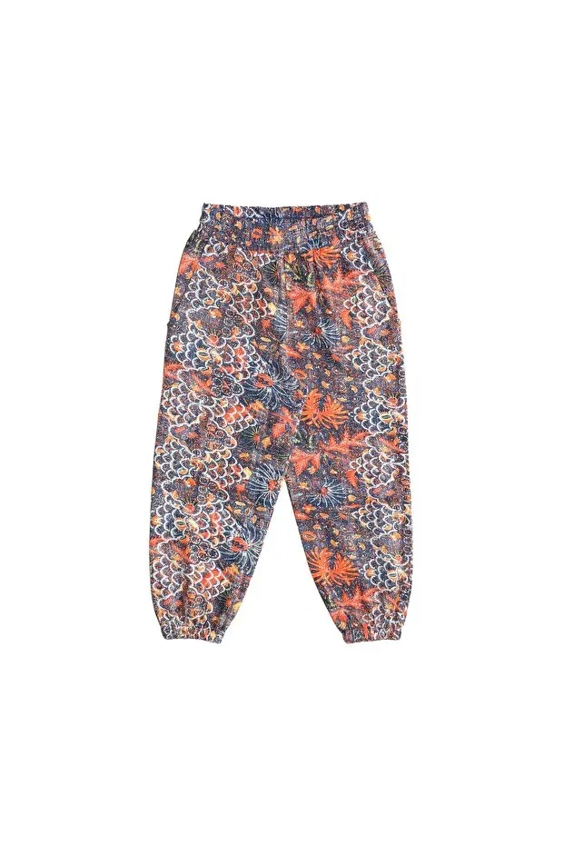 Детские спортивные штаны для девочек с принтом Orange leaf girls' patterned pocket sweatpants Lovetti, Patterned — фото 4