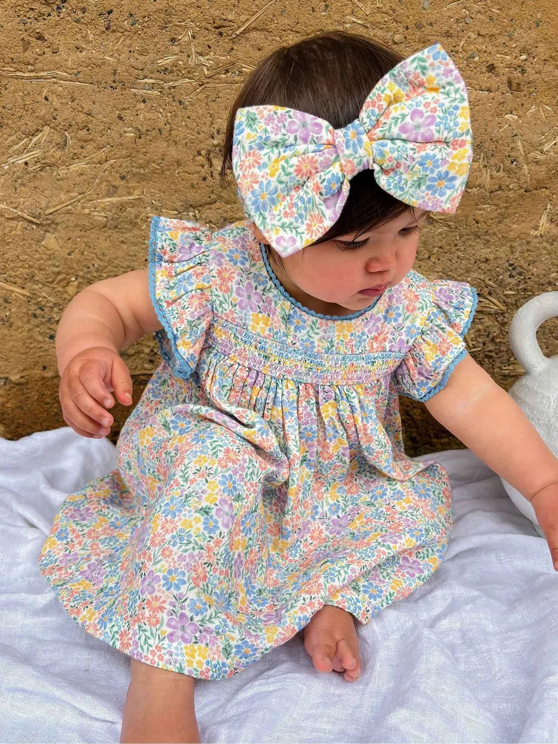 Платье с защипами Purebaby, розовое