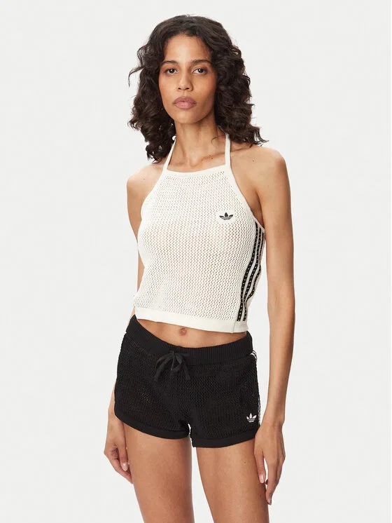 Топ slim fit Knitted Crochet Adidas, белый