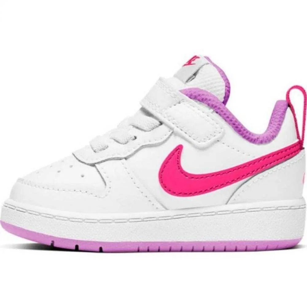 Детские кроссовки для мальчиков с кожаным верхом NIKE Court Borough Low 2, White Pink Purple