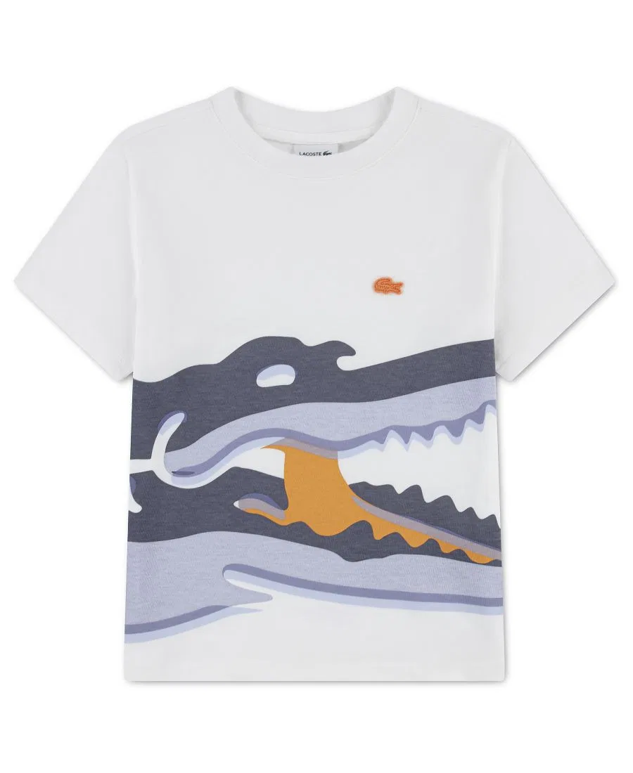 Футболка с ребристым воротником и коротким рукавом Watercolor Croc Lacoste, White