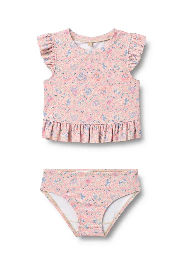 Купальник двухкомплектный Floral Wheat pink heart flowers, розовый