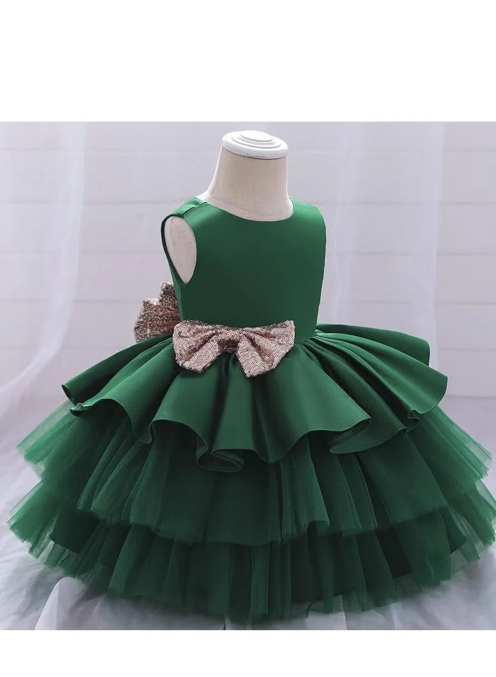 Платье с цветочным принтом для девочки Best Gift Fashion, зеленый — фото 2