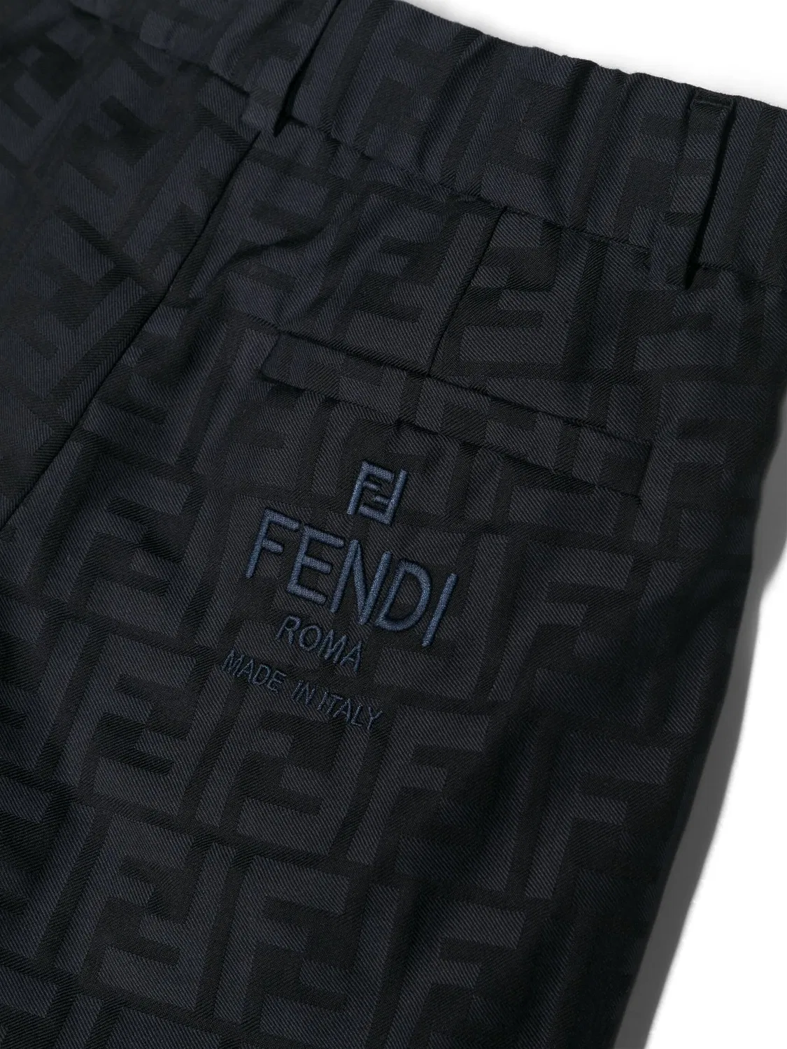 Штаны с узором FF из плотного хлопка FENDI, темно-синий — фото 3
