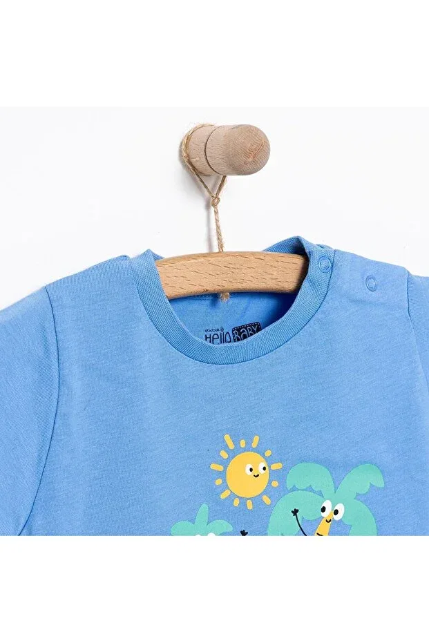 Детская футболка для мальчиков с принтом Hellobaby basic men's watermelon printed t-shirt Ebebek Hello Baby, Light Blue — фото 3