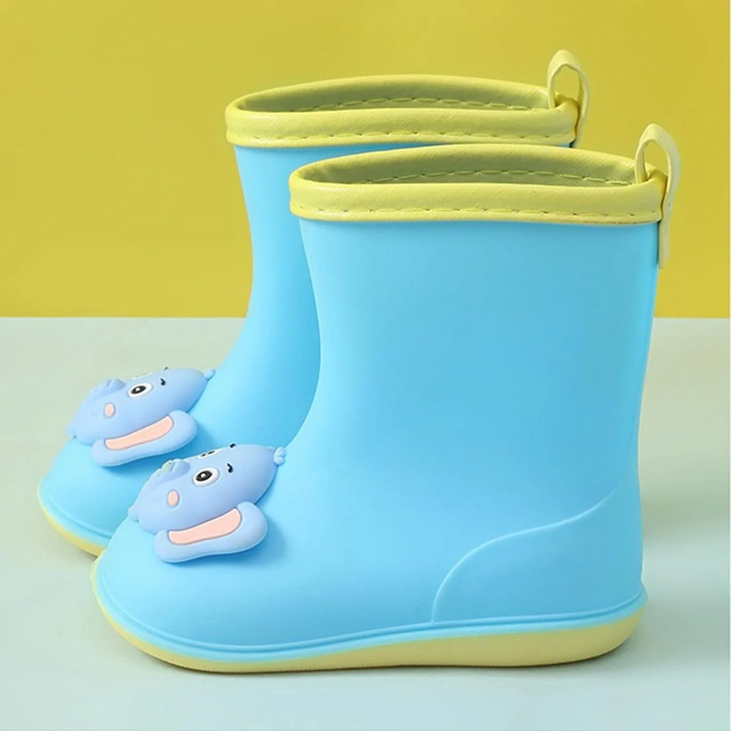 Детские сапоги резиновые с принтом Rain Boots, Light Blue — фото 2