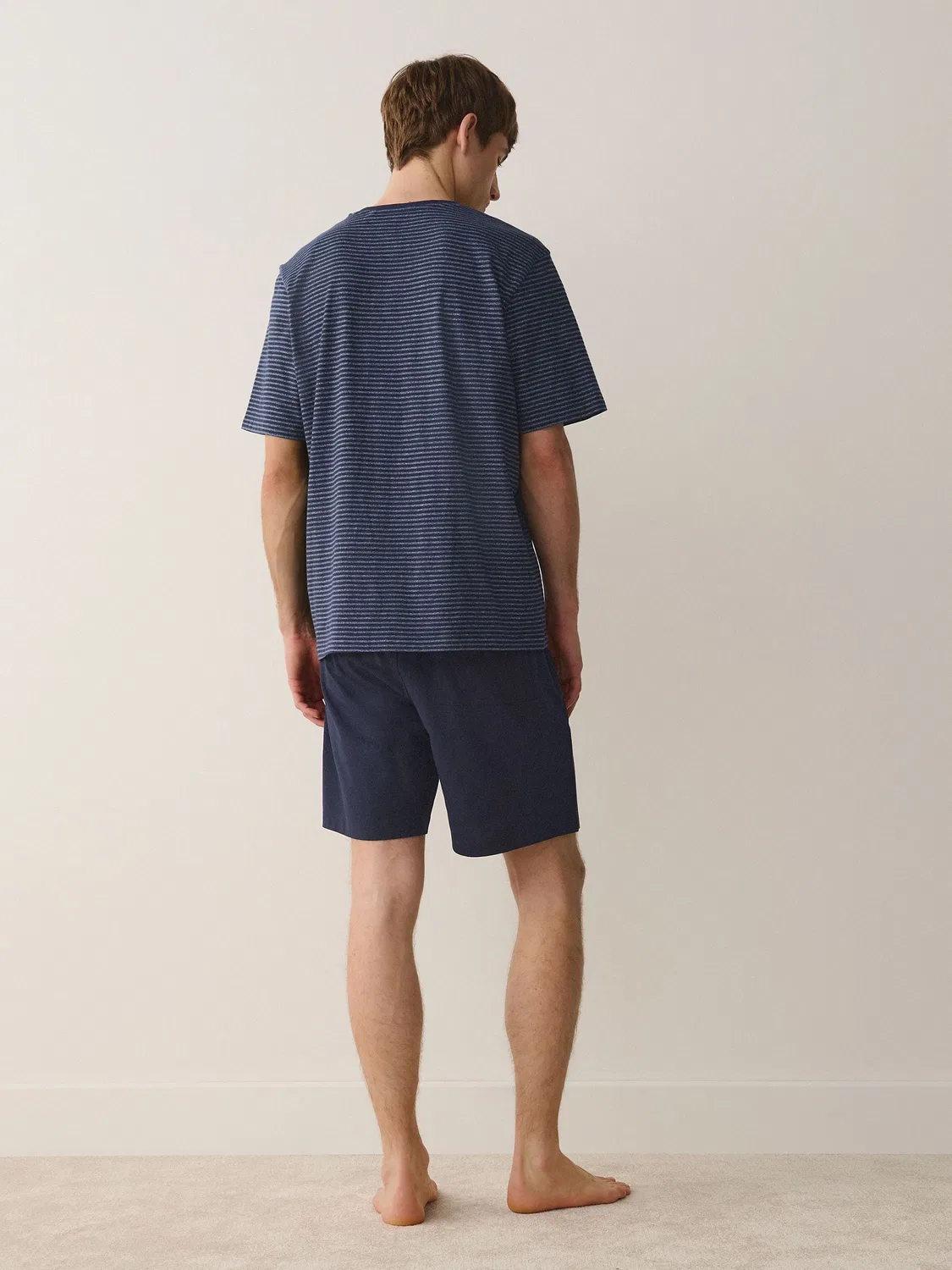 Пижама, полосатая, Indigo Blue Stripe Short Sleeve Jersey Pyjamas Set 2 Pack Next, Индиго — фото 4