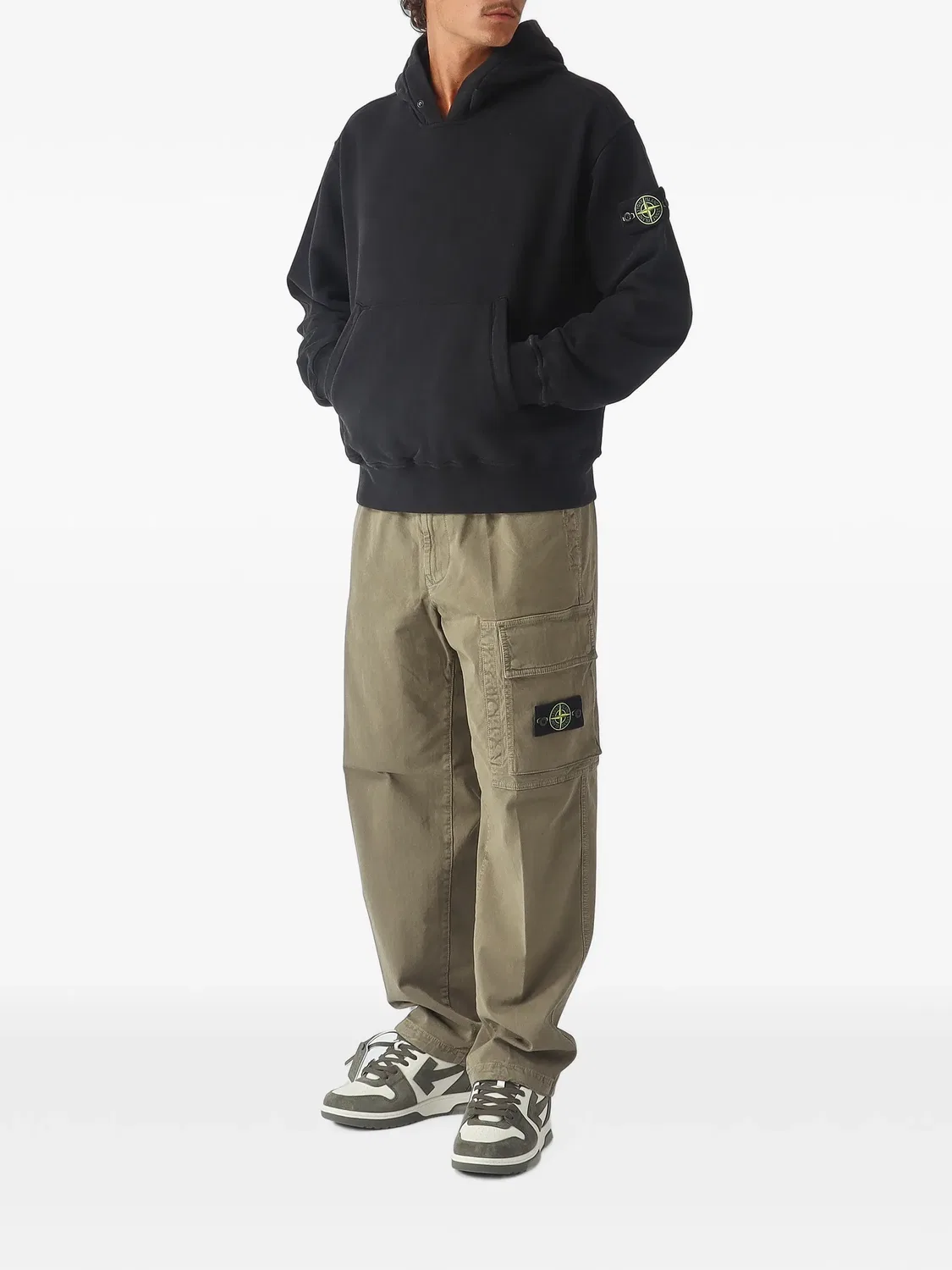 Худи из ворсистого органического хлопка Stone Island, черный — фото 2
