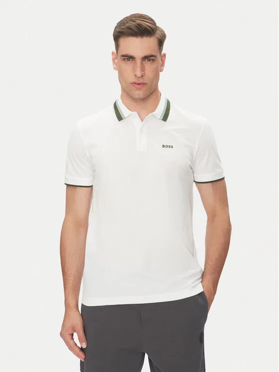 Поло regular fit Paddy Ap Heritage Boss, белый