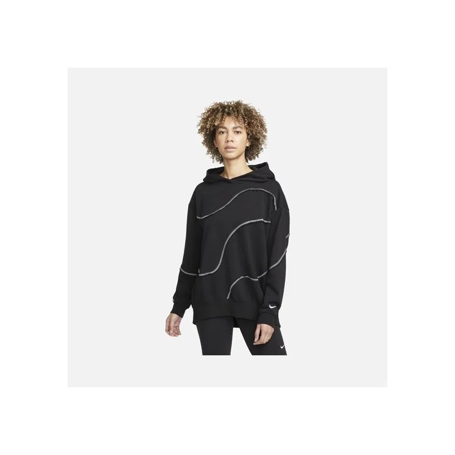 Женский худи оверсайз с принтом Swirl Nike, Черный