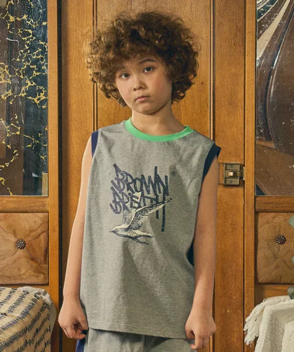 Майка без рукавов Kids be free tag tee, Brownbreath Kids, меланжевый серый
