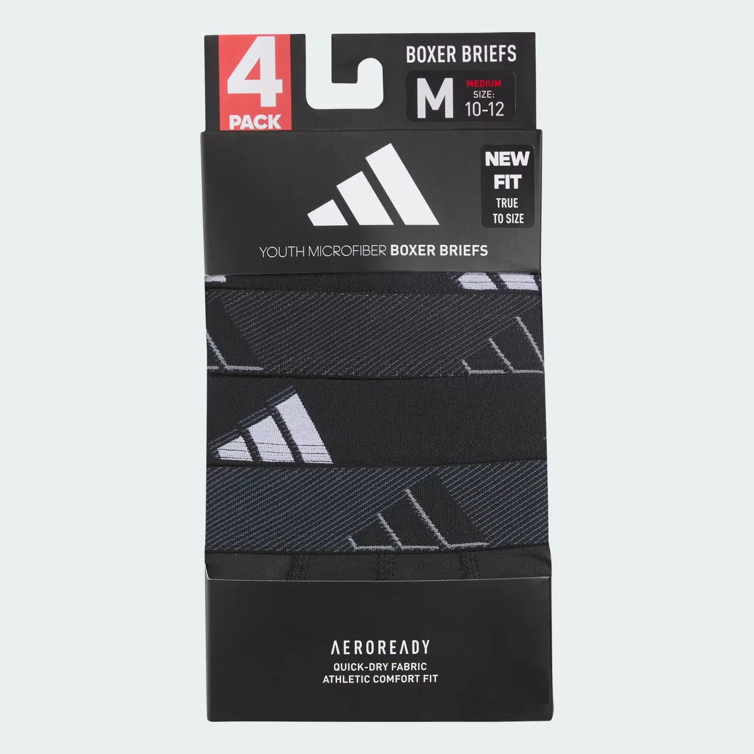 Детские трусы-боксеры из микрофибры, набор из 4 штук, Adidas Performance, черный/оникс/серый — фото 2
