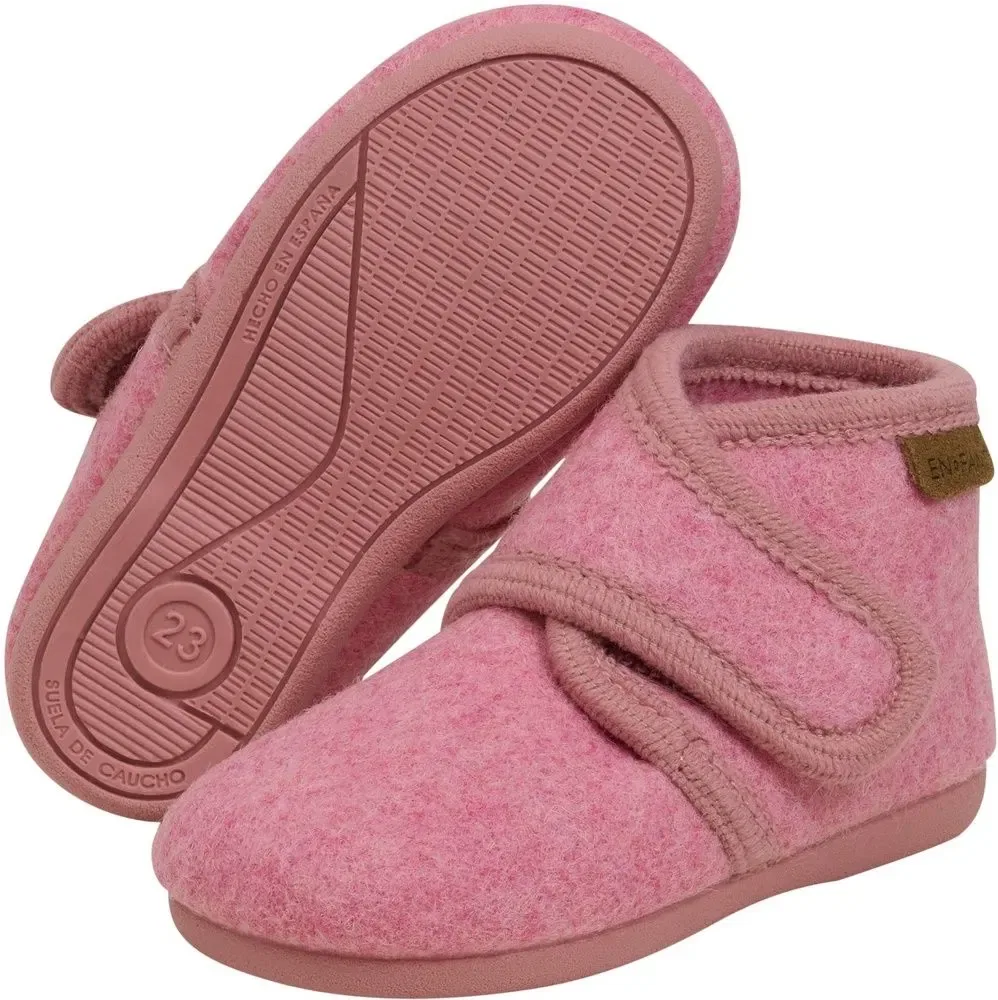 Домашние тапочки детские с застежкой-липучкой Slippers Wool Hook and Loop En Fant, розовый — фото 3