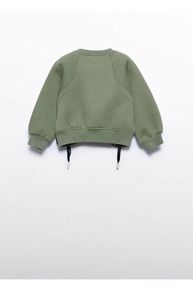 Детское для девочек свитшот с принтом Crop Generic Brands, Green — фото 3