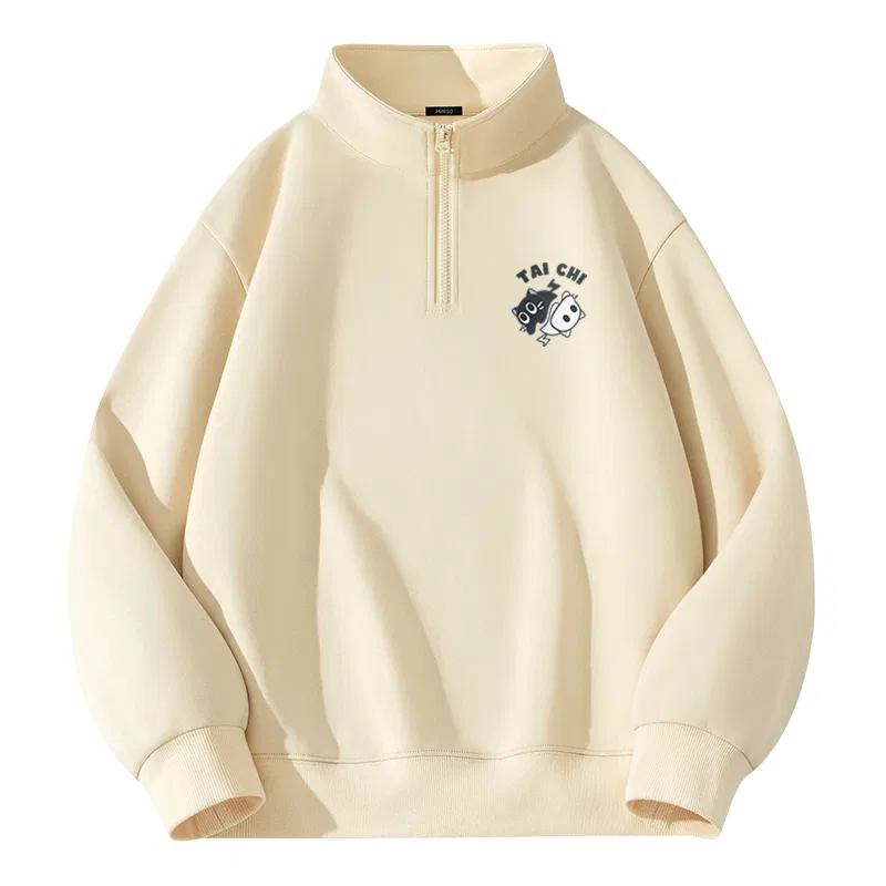 Детское худи унисекс с принтом MINISO, Light Beige (Tai Chi Cat Chest Logo)