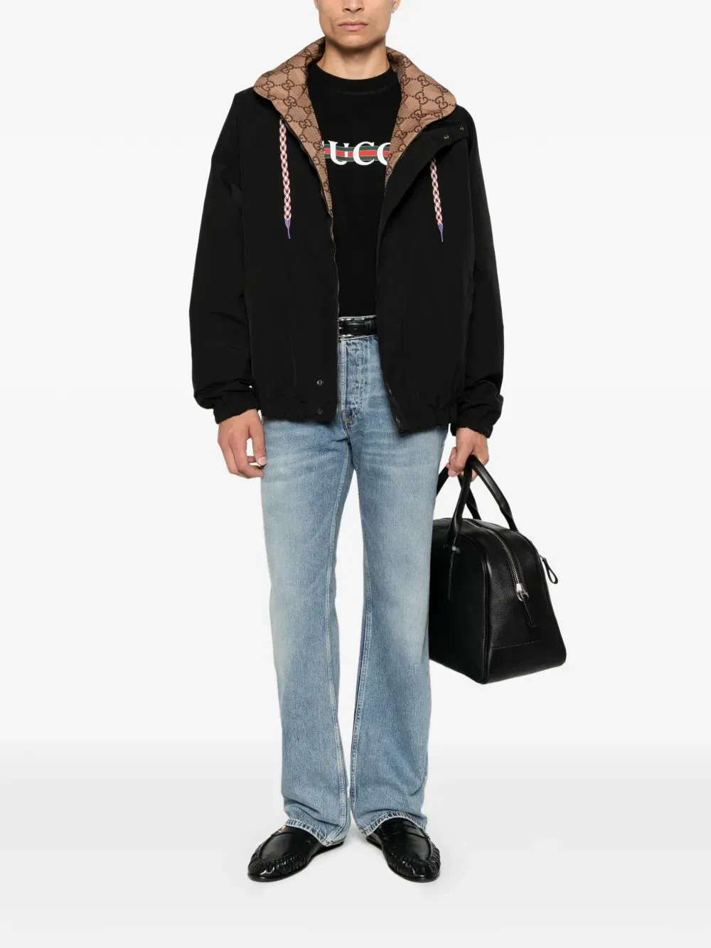 Двусторонняя куртка из канвы GG GUCCI, черный — фото 2