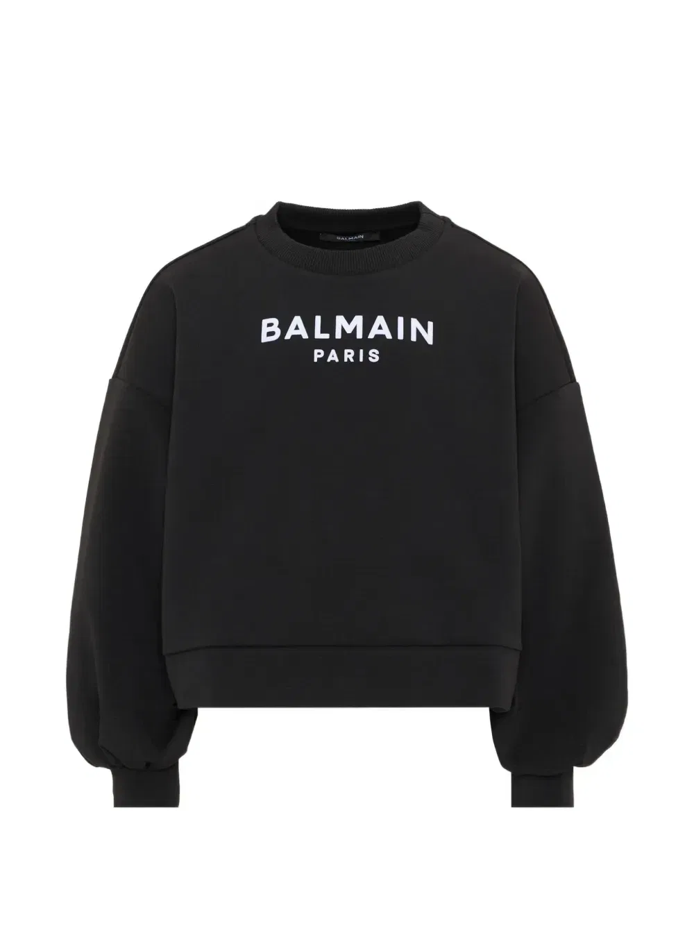 Свитер с логотипом и объемными рукавами Balmain Kids, черный