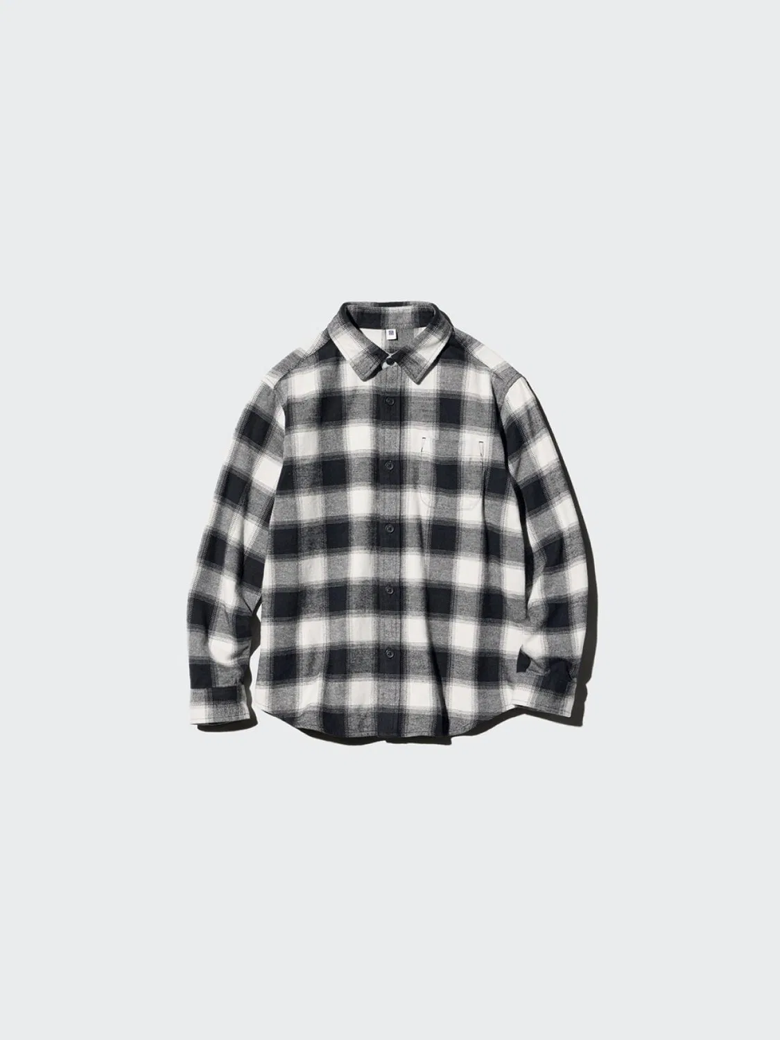 Детская рубашка в клетку с длинным рукавом Uniqlo, черный
