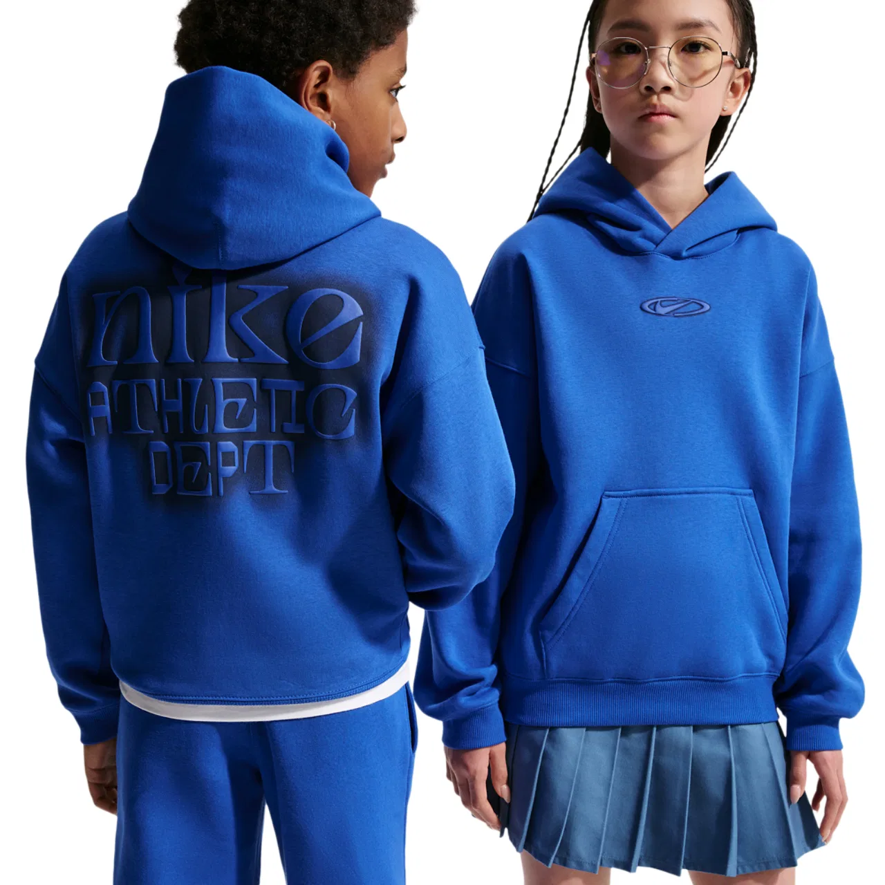 Детское худи с капюшоном оверсайз с принтом Nike NSW Club Fleece OS Hoodie Nike, Game Royal Game Royal Midnight Navy — фото 3