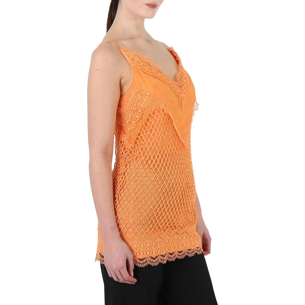 Платье мини с сеткой и кружевом Ladies Amber Orange Fishnet And Lace Mini Dress Burberry, Amber Orange — фото 2