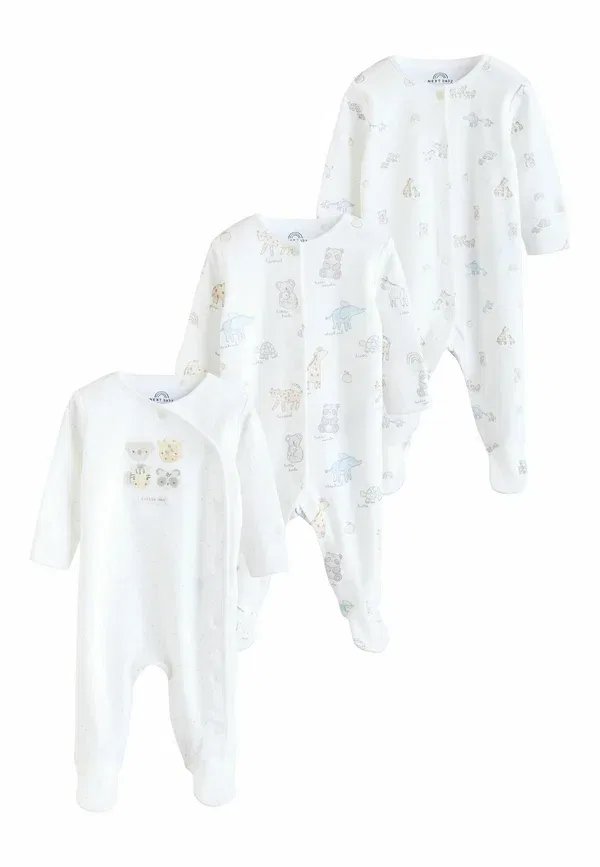 Комплект пижам из 3 предметов, хлопок, Regular fit - 3 pack - sleep suit, Next, белый, сафари