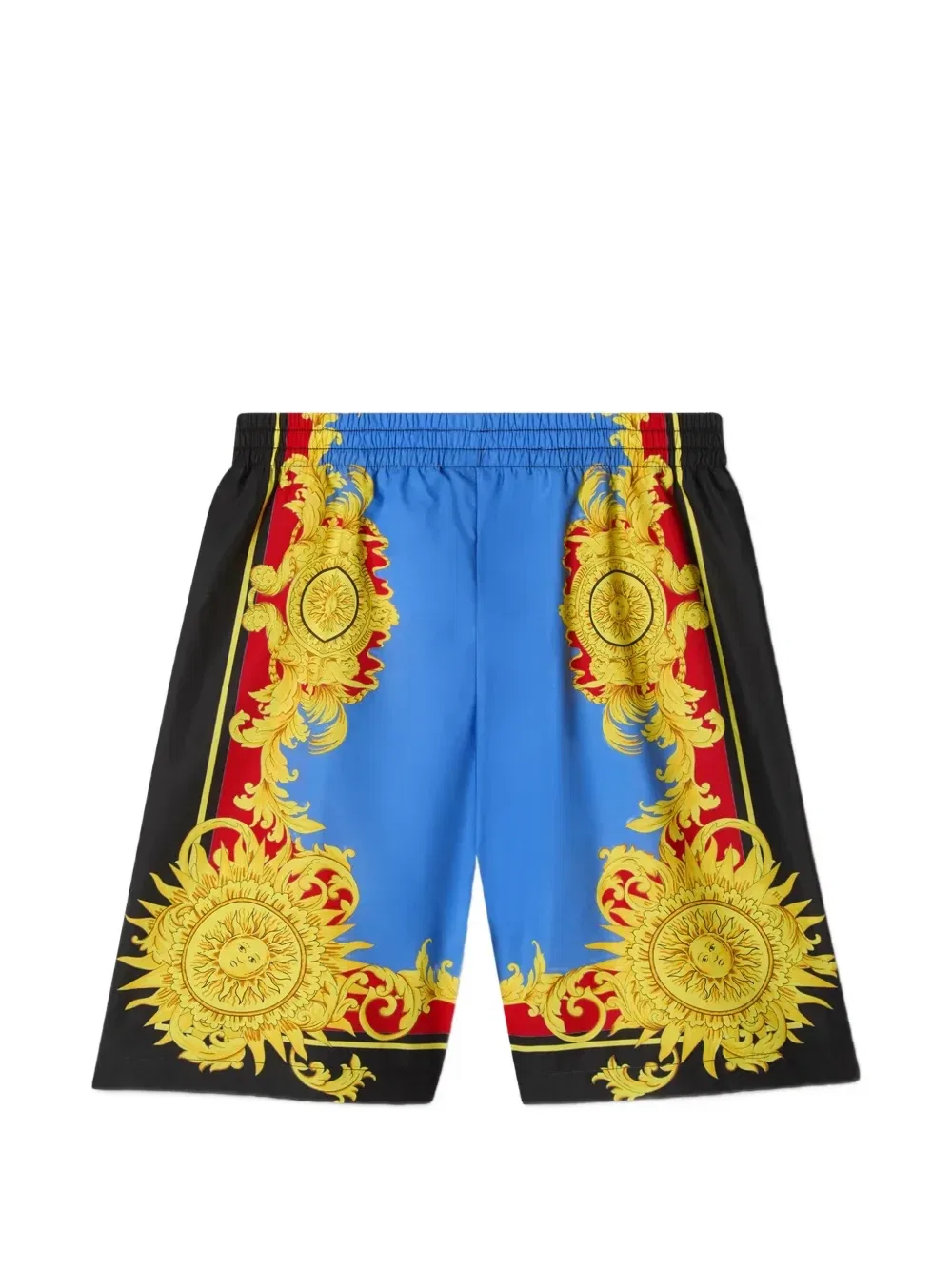 Поплиновые шорты с принтом Versace Kids, синий — фото 2
