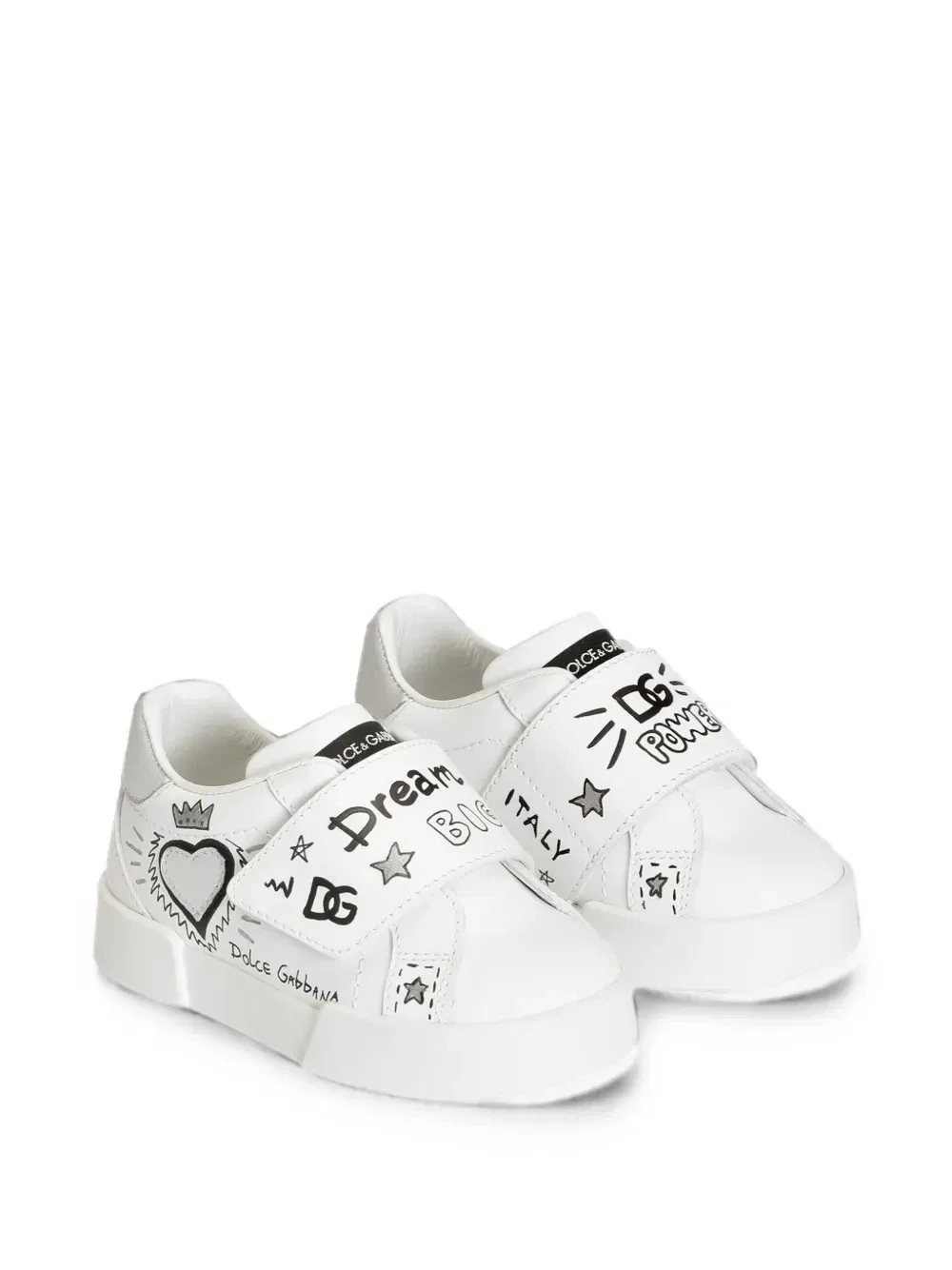 Легкие кроссовки Portofino из телячьей кожи Dolce & Gabbana Kids, белый — фото 2