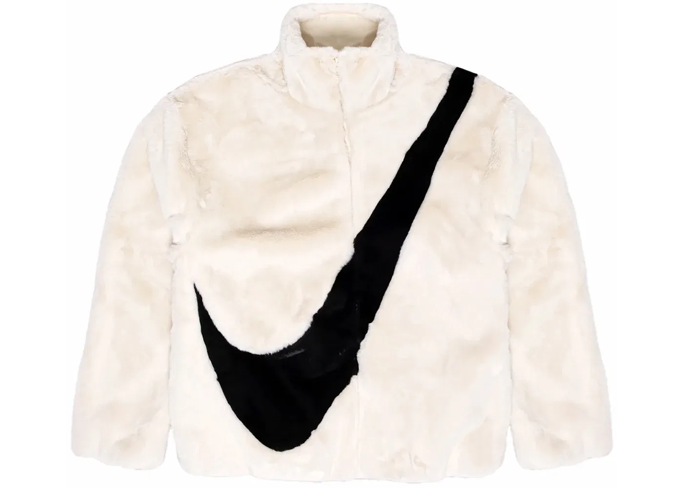 Женская куртка из искусственного меха с принтом Swoosh Logo Nike, Fossil/Black