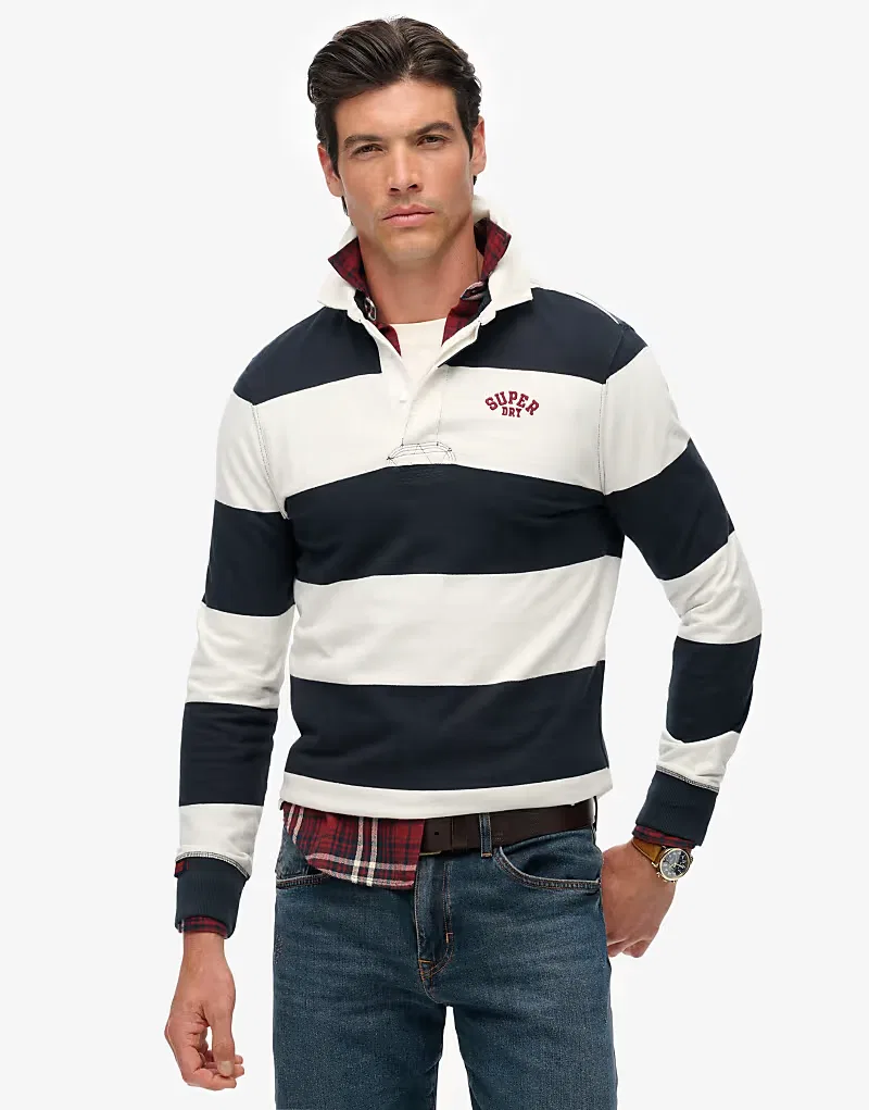 Топ регби винтажное athletic stripe Superdry, Eclipse Navy/Ecru